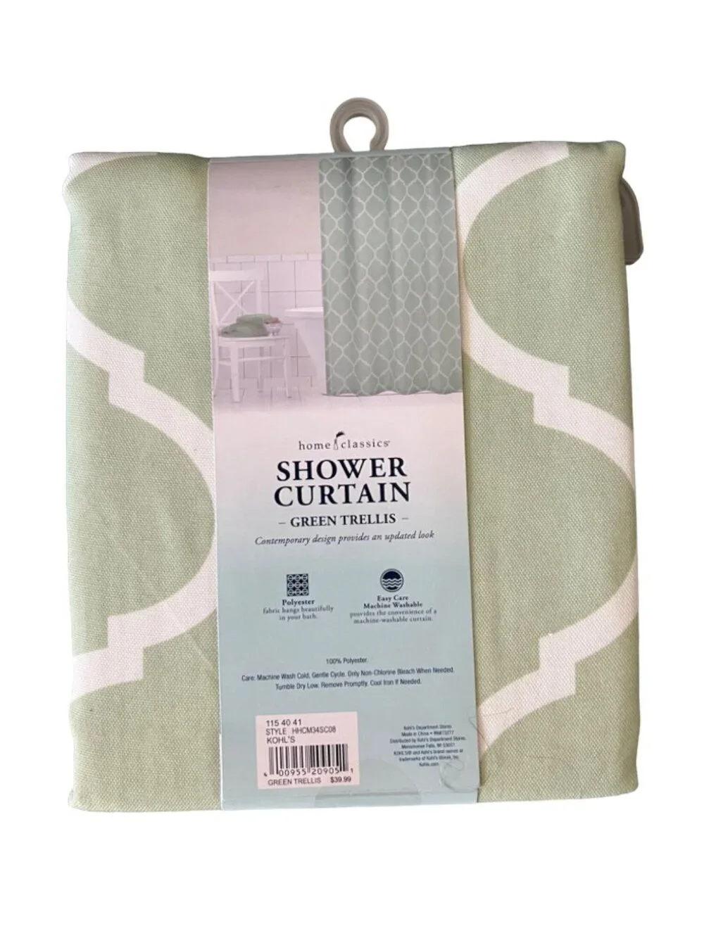 Green Trellis Diamond Pattern Shower Curtain